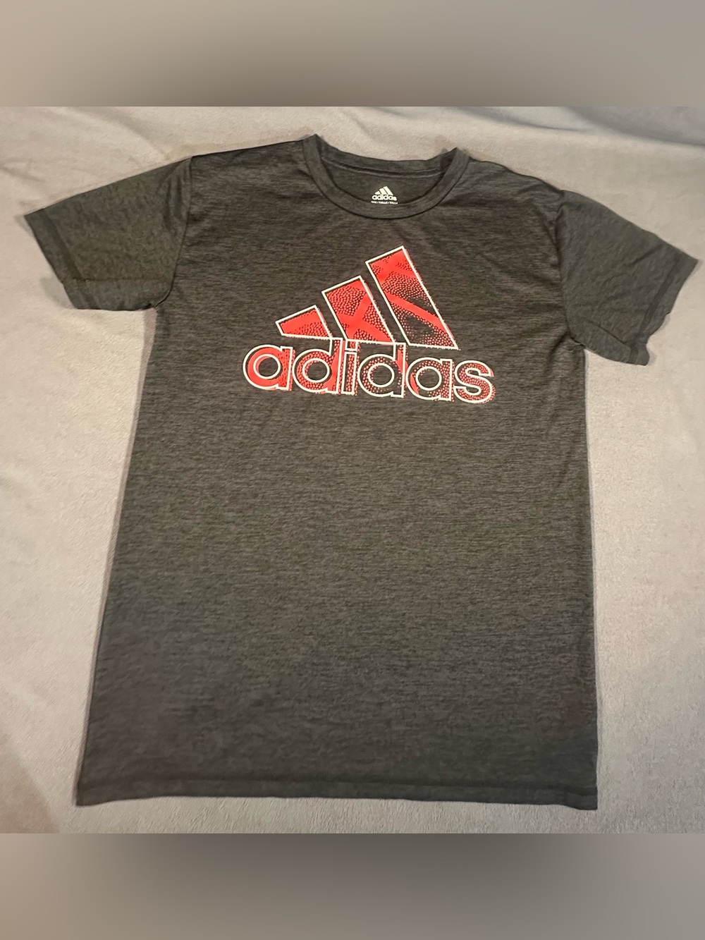adidas Gray Short Sleeve Tee with Red Logo